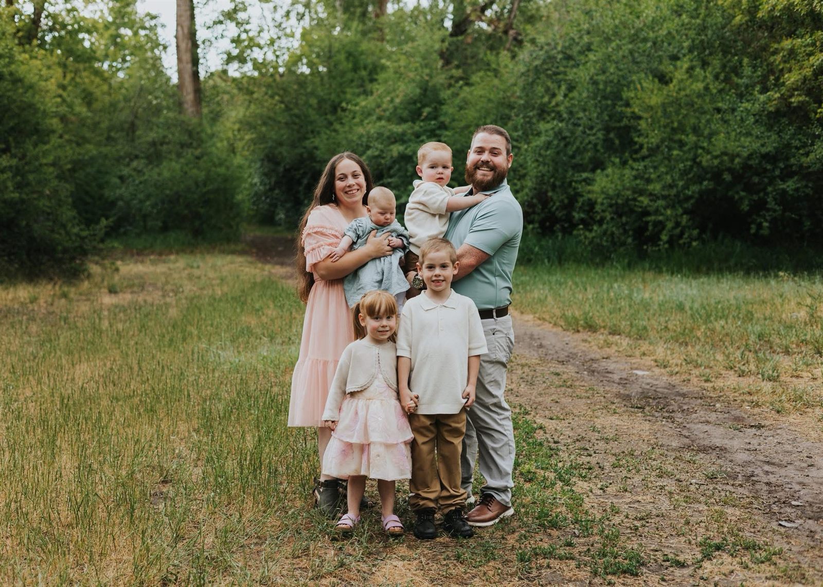 Aspen Teeples with his wife and their four children