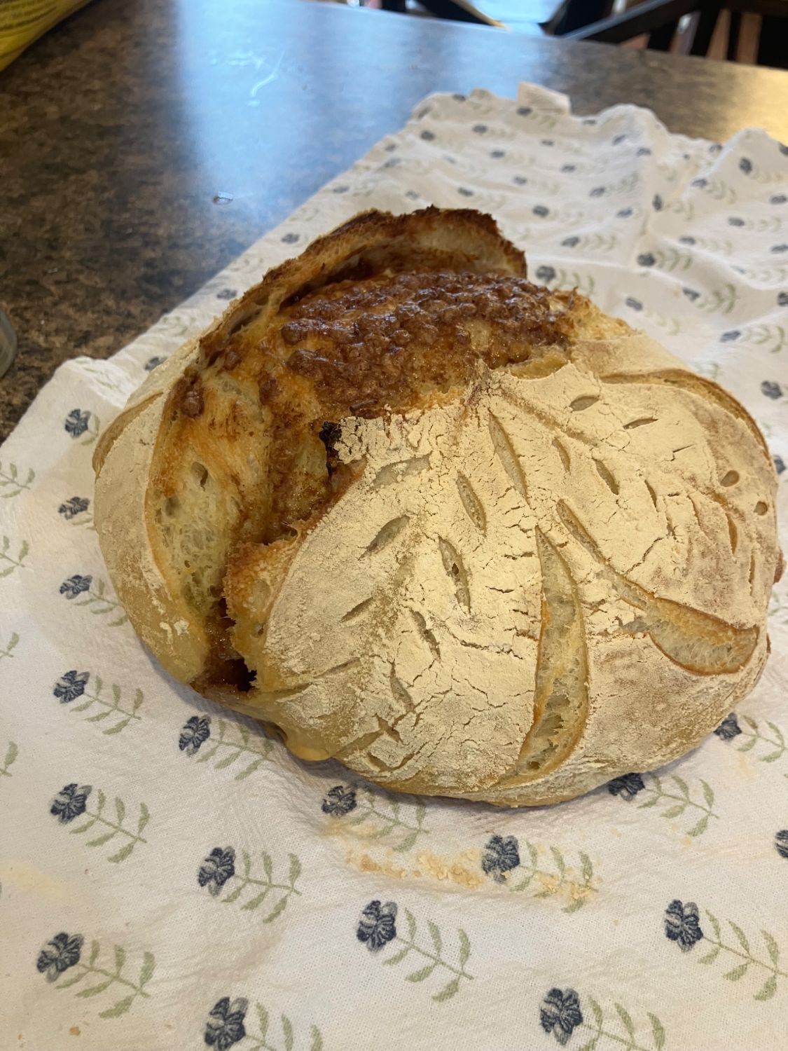 Cinnamon sourdough artisan loaf, freshly baked