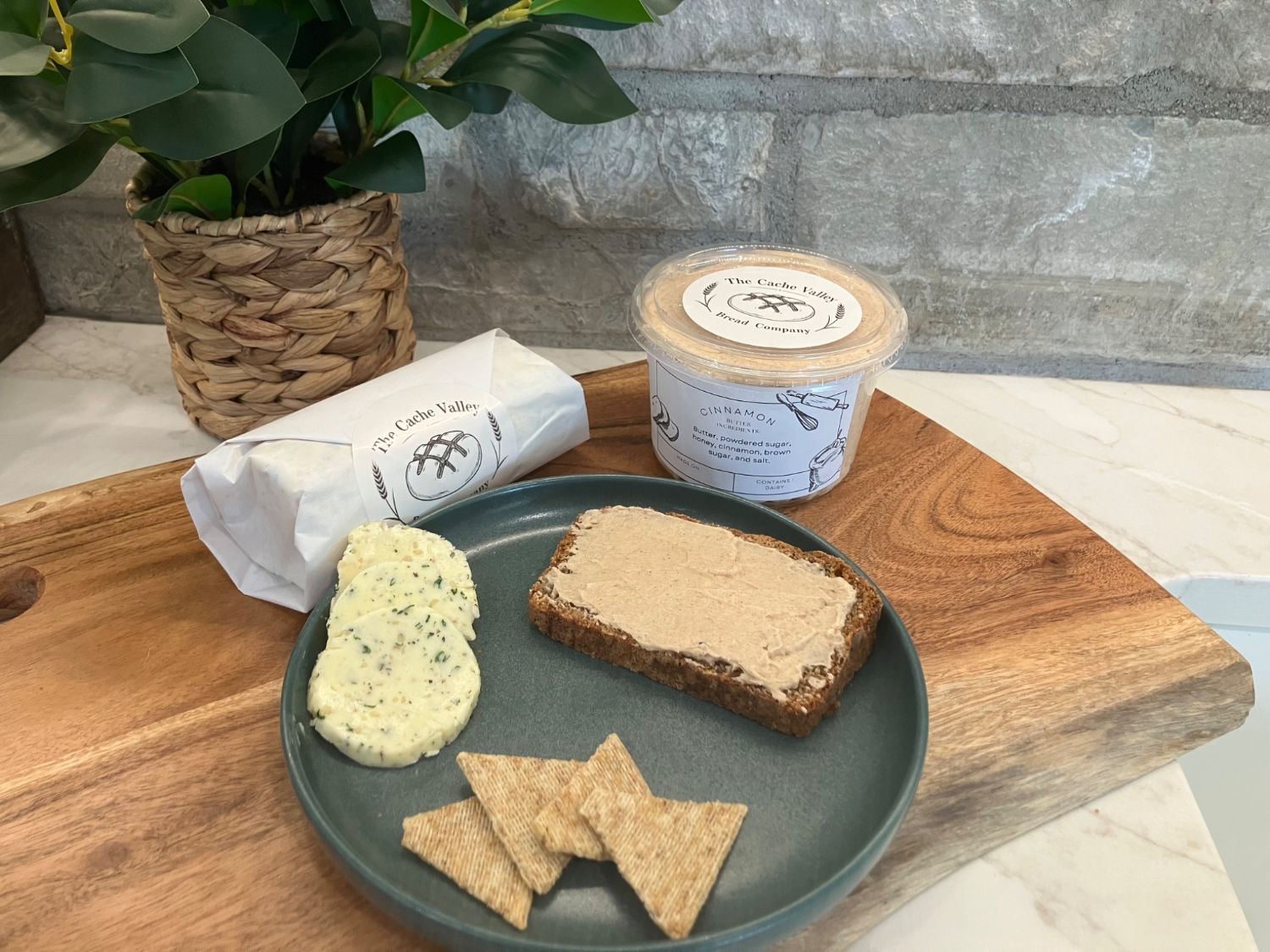 Cinnamon butter and garlic-herb compound butter
